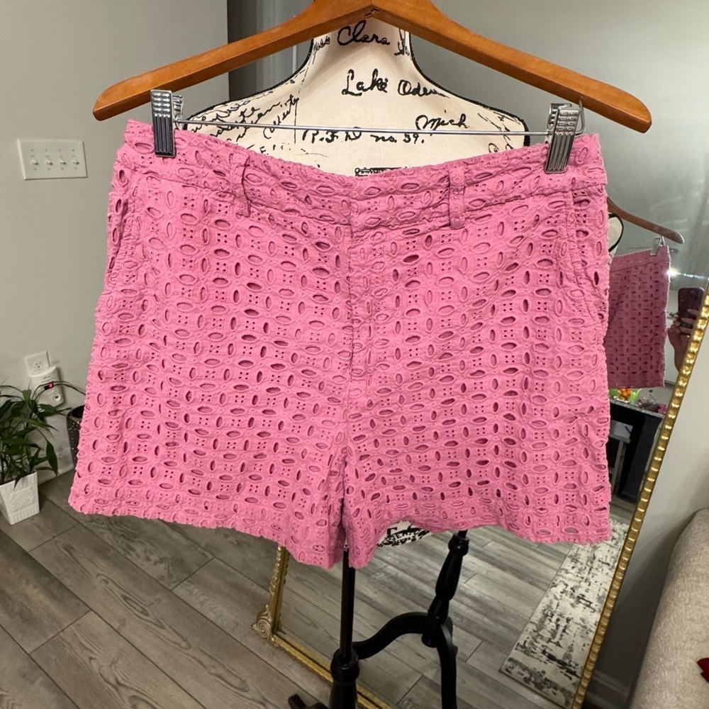 INC International Concepts Pink High Waist Eyelet Shorts